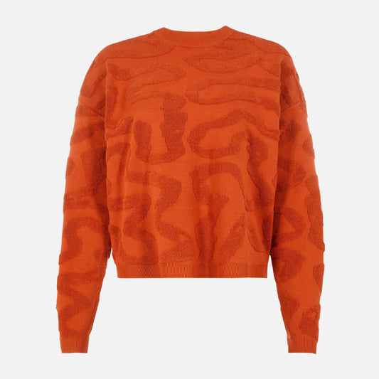 Crew neck jumper with vermiculated jacquard