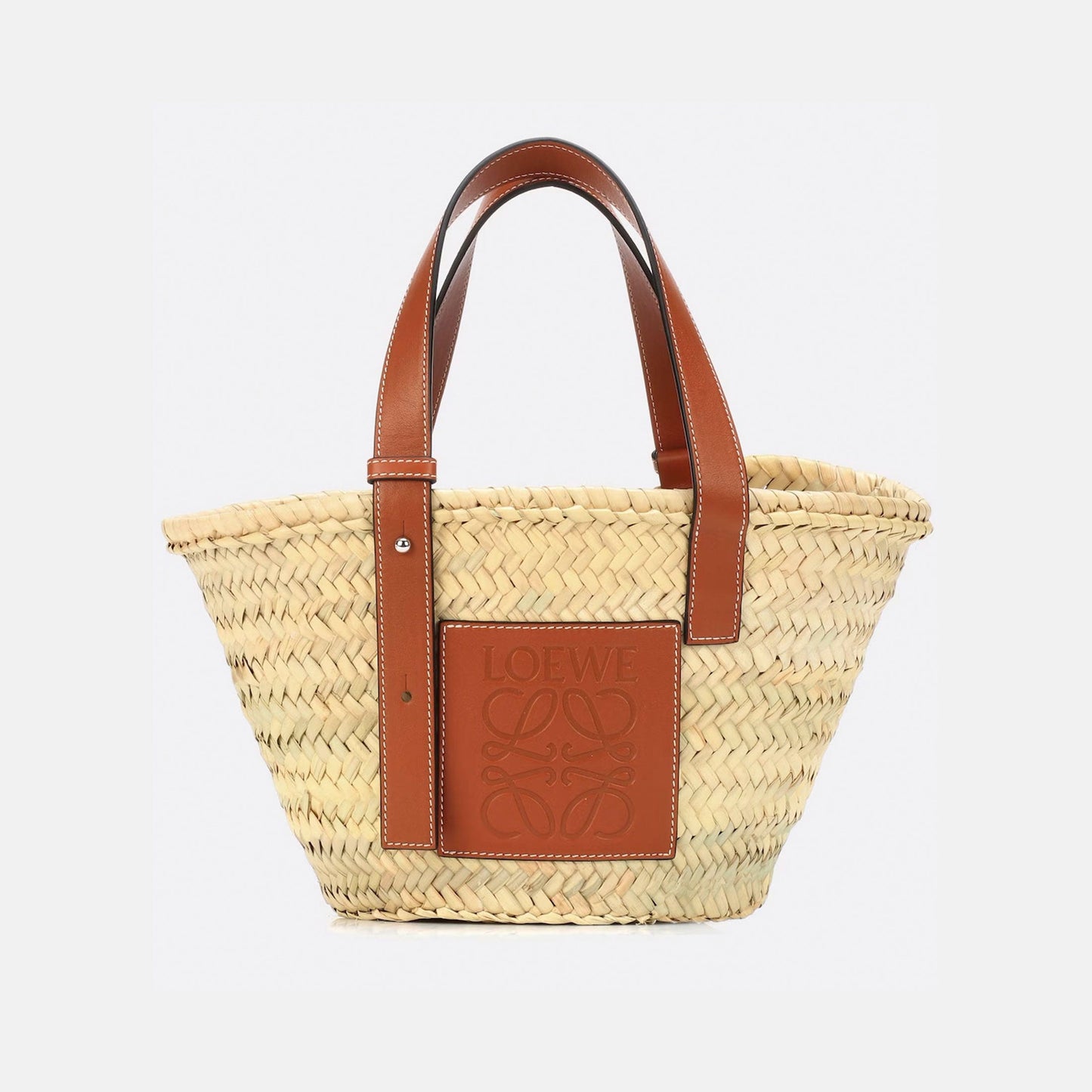 Small Leather-trimmed Basket Tote