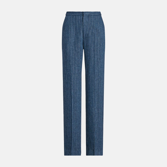 Pinstripe linen straight-leg trouser