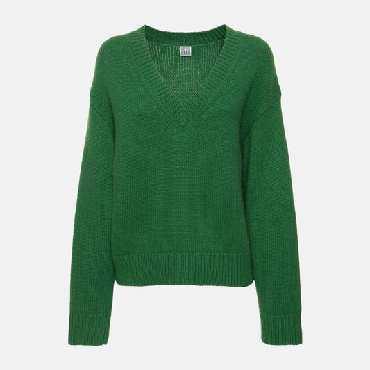 V-neck wool cashmere knit